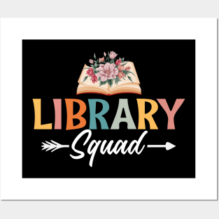 Floral Library Squad Librarian Bookworm Posters and Art